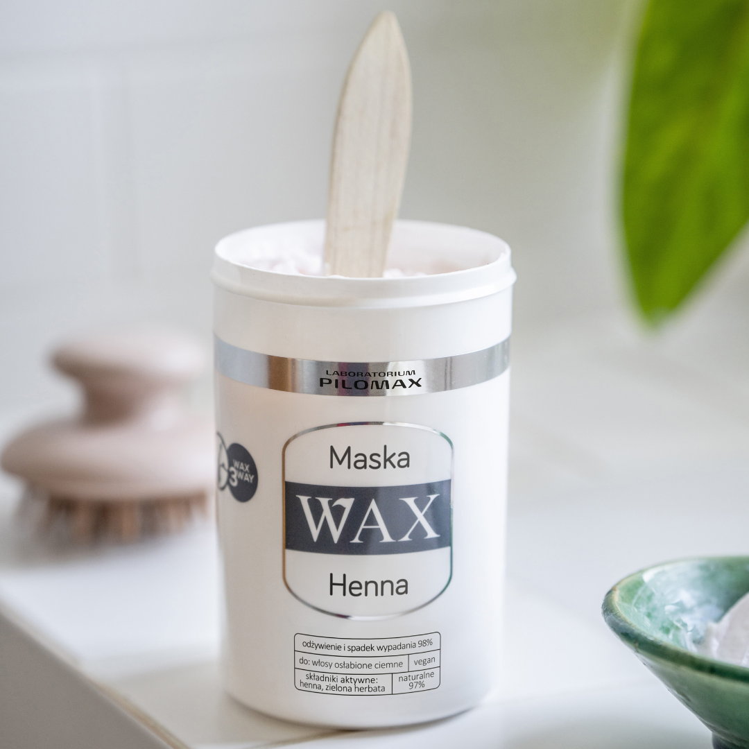 Maska nawilżająca na wypadanie włosów ciemnych, niefarbowanych WAX HENNA 240ml