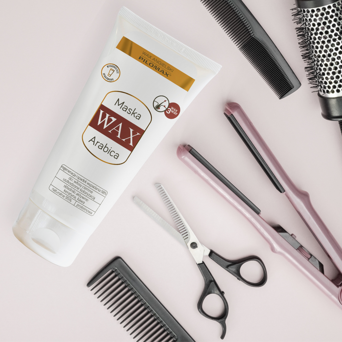 Wygładzająca i nawilżająca maska do włosów farbowanych ciemnych WAX ARABICA 200ml