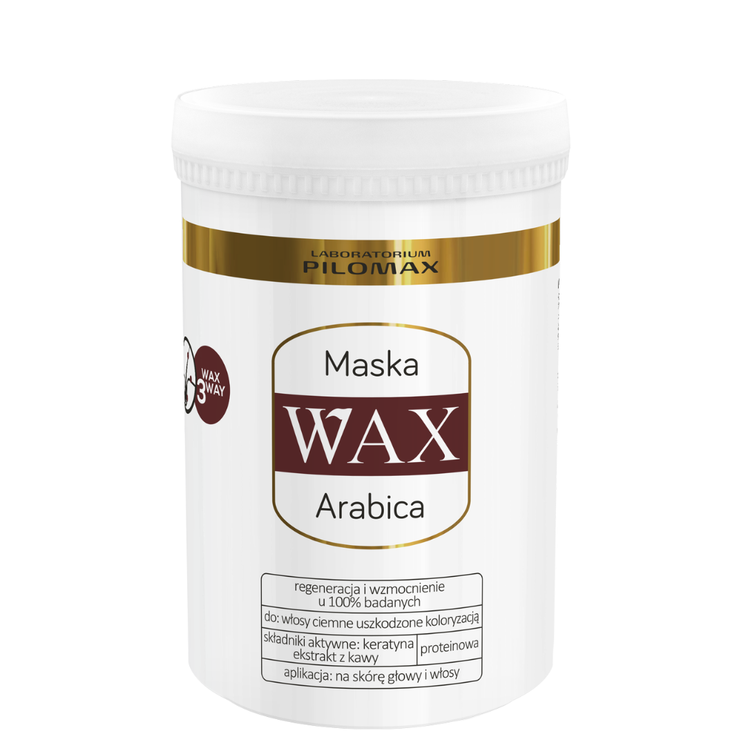 Wygładzająca i nawilżająca maska do włosów farbowanych ciemnych WAX ARABICA 480ml